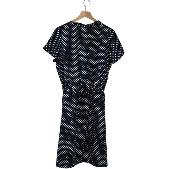 LANDS END Canvas 100% Silk Polka Dot Short Sleeve Tie Waist Dress 12 - Picture 7 of 10